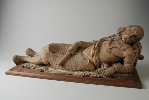 Plaster model of the statue in the Laurenskerk of Admiral Witte Cornelisz de With, grave monument sculpture sculpture model wood