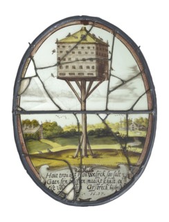 Oval stained glass paintings from Pest and Dolhuis Hoogstraat, stained glass window pane glasspainting material glass paint lead