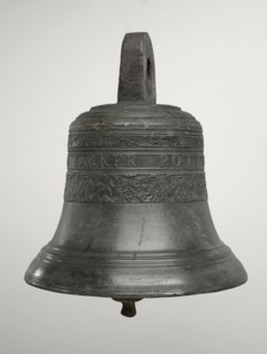 Gerrit Bakker, Bronze hatch bell with iron clapper, bell clock clock sound brass bronze, molded Inside the clock clapper Three