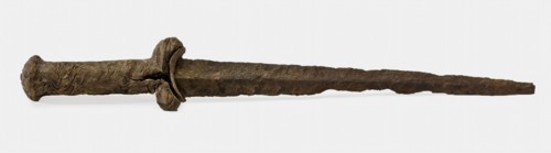 Kidney dagger with double-edged blade, kidney dagger dagger knife stab weapon weapon foundations wood iron metal, forged Knife