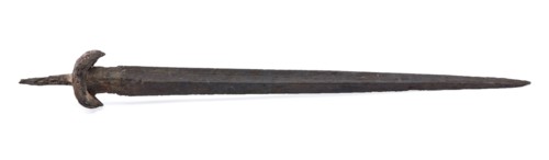 Blade and baffle plate of kidney dagger with double-edged blade, kidney dagger dagger knife stab weapon weapon fragment soil