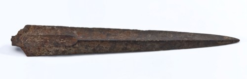 Blade of kidney dagger with double-edged blade, kidney dagger dagger knife stab weapon weapon fragment soil finding iron metal