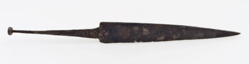 Blade of dagger with single blade, kidney dagger dagger knife stab weapon weapon fragment soil finding iron metal, forged blade