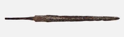 Blade of dagger with double-edged blade, kidney dagger dagger knife stab weapon weapon fragment soil find iron metal, forged
