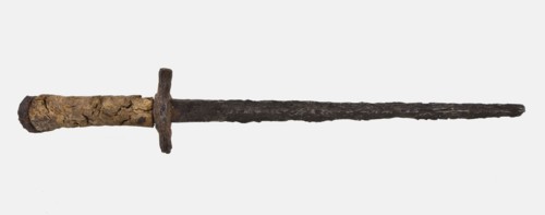 Thin model of military dagger with double-edged blade, military dagger dagger knife stab weapon weapon fragment soil find iron
