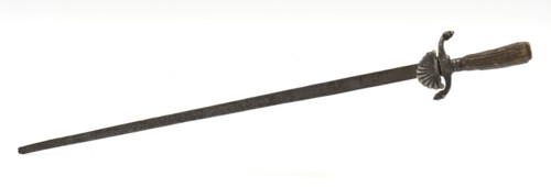 Child's catcher, heart catch weapon soil find wood cast iron wrought iron metal, Child's catcher with crossbound and flat