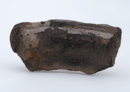 Fragment of red earthenware, partly glazed, fragment crockery holder kitchen utensils earthenware ceramics earthenware glaze