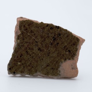 Fragment of red earthenware, partly glazed, fragment crockery holder kitchen utensils earthenware ceramics earthenware glaze