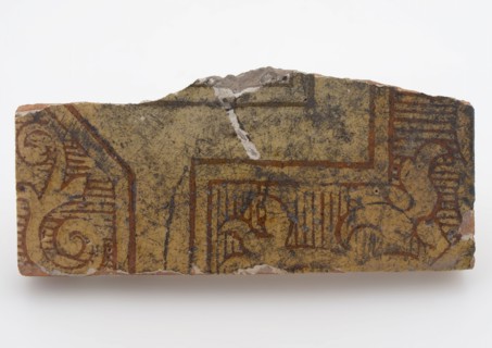 Half-paving with sludge decoration, tiled floor tile tile sculpture soil find ceramic earthenware clay engobe glaze lead glaze