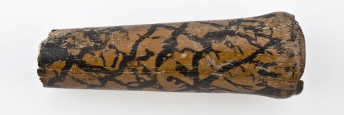 Legs, knife, brown and black, painted grid as decoration, handle knife cutlery soil find leg, sawn painted Legs knife handle