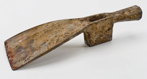Tiller with hammerhead, octagonal, drawbar tool equipment soil find iron metal, forged Drawbar with slightly curved chopping