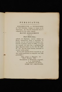 Waesberge en zoon, Wed. P. van, Port regulations for the city of Rotterdam, old-print book information form paper, printed Port