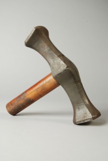 Pewter hammer, hammer from casting, hammer tool kit metal iron wood veneer, forged Hammer Short round wooden handle. Elongated