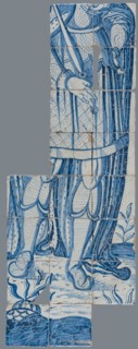 Tile panel in blue with Saul?, tile picture material ceramic earthenware enamel, in form made baked glazed painted baked Tile