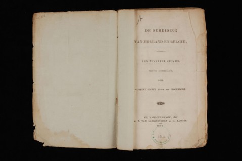 Langenhuijsen, A.P. van, HOGENDORP, GIJSBERT KAREL GRAVE VAN. The separation of Holland and Belgium, oud druk book information