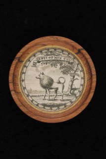 Deed sign paper Kees dog, with Ik byt op myn tyd, bearer identification carrier paper wood copper glass image (daily size), IK