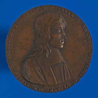 R. Arondeaux, Medal on the death of Geeraardt Brandt de Jonge, death medal penning footage copper, bust half way right