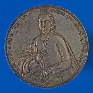 C. Lamotte, Medal in commemoration of D. Wigbold Muilman, death certificate penning footage silver, image Wigbold Muilman