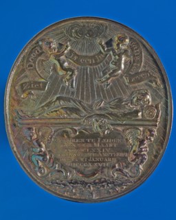 A. Bemme, Medal on the death of Adrianus van Bijnkershoek van Hoogstraten, death certificate penning footage silver, body