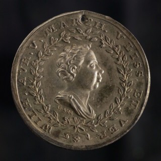 Gijsbert van Moelingen, Medal on the inauguration of William V as Marquis of Veere and Vlissingen, penning footage silver