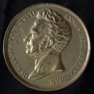 's Rijks Munt, Medal on the death of King William I, death certificate penning footage silver, silvered F: depicts King William