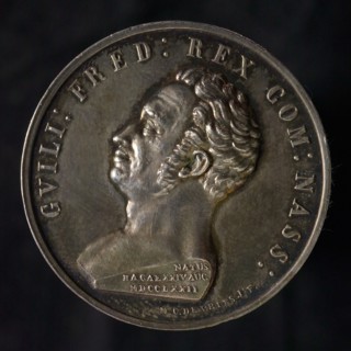 M.C. de Vries jr., Medal on the death of King William I, death certificate penning footage silver, bust of King William I