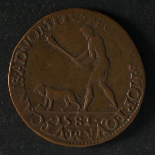 Medal on the rejection of Philips II, jeton utility medal penny exchange buyer, man with good day or tomorrow star
