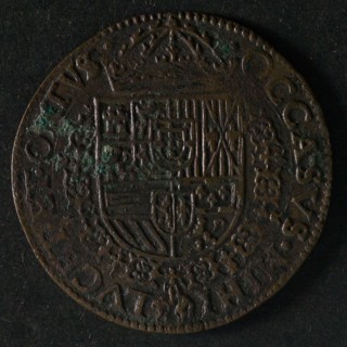 Medal on the conquest of Tournai by Parma, jeton utility medal medal exchange copper, crowned coat of arms of the Duke of Parma