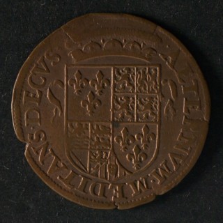 Medal at the inauguration of Frans van Anjou as count of Flanders, jeton utility medal medal exchange copper, Anjou coat of arms