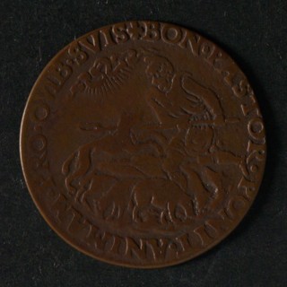 Medal on the attack on Antwerp by Frans van Anjou, jeton utility medal medal exchange buyer, shepherd beats wolf attacking
