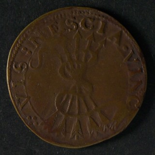Medal on the mutual division of the Netherlands, jeton utility medal medal exchange copper, bundle of five arrows wound by snake