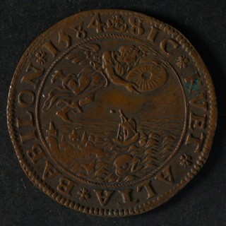 Medal on the measures against the Roman Catholic religion, jeton utility medal medal exchange copper, an angel casts millstone
