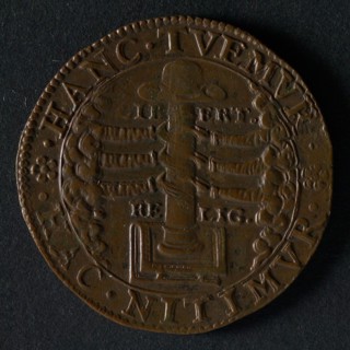 Medal on the elevation of Prince Maurice to governor of Gelderland and Overijsel, jeton utility medal medal exchange copper, six