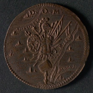Medal on the victory of Prince Maurits at Turnhout and other war events, jeton utility medal medal exchange copper, weapon