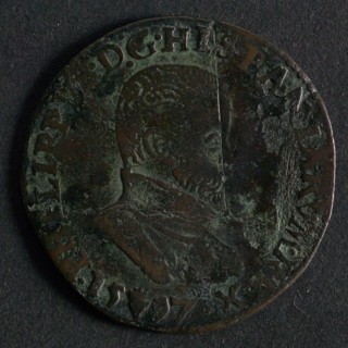 Medal from the Court of Flanders, jeton utility medal medal exchange copper, bust Philips II to the right omschrift: PHILIPPVS