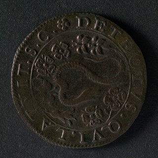 Medal on the gunpowder betrayal, jeton usage fee coin exchange medium find? copper, snake between lilies and roses omschrift