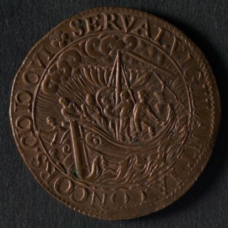 Medal to encourage the Dutch, jeton utility medal medal exchange copper, ship in storm legend: SERVAT. VIGILATIA. CONCORS. MDCVI