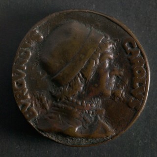 Medal on Maximilian of Austria and Charles the Bold, penny footage copper, portrait and text, MAXIMILIANVS - AVSTER, Maximilian