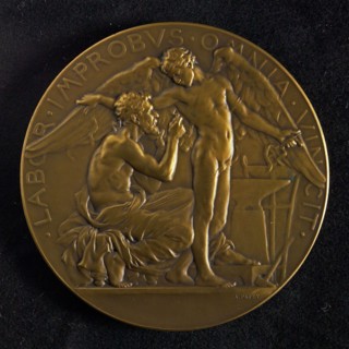 Auguste Patey (1855 - 1930), Medal on the tests with controllable hot air balloons taken at Chalais Meudon in 1885, penning
