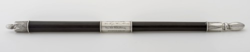 Black with silver conducting pole, dirigstok stick musical instrument sound medium wood metal h 37,5, Het Korps Hoornblazers