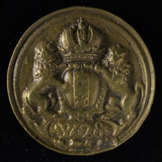 Medal of the fire brigade of Amsterdam, fire spray, fire brigade penning identification carrier copper, cast Round penny