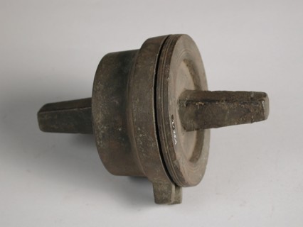 Two-piece bronze mold for screw cap of large storage bottle or jug, mold casting tool tools base metal bronze, cast turned