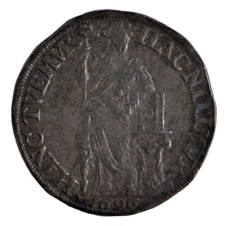 Half-guilder, Friesland, 1696, half-guilder currency money swap silver, HAC NIMMVR - HANC TVEMVR