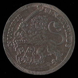 VroedschapsMedal from Leiden, tooling medal penning identification carrier lead metal, Dutch lion with sword the coat of arms