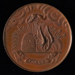 Medal of the Utrecht Vereeniging for Factory and Handicrafts, medallions bronze bronze, beehive and winged wheel surrounded