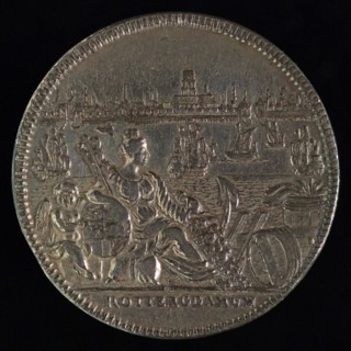 Jacob van Dishoeck, Medal with city virgin and city coat of arms of Rotterdam, tooling medal penning identification carrier