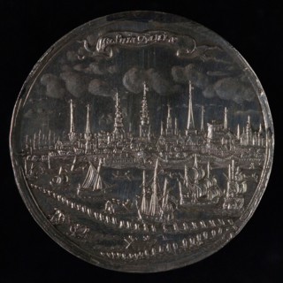 J. Höhn, Medal at the Battle of the Sound, penny footage silver, Sea battle in the Sont between Dutch and Swedish ships