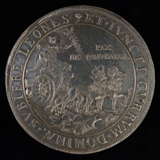 J. Looff, Medal on the Peace of Munster, penning footage silver, triumphal car, ET. IVNCTI. CVRRVM. DOMINAE. SVBIERE LEONES