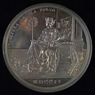 design: Arondeaux, Medal on the 100th anniversary of the V.O.C., penny footage silver, the VOC in the guise of seated woman