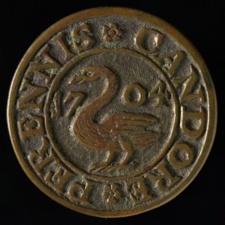 Supper Medal of the Evangelical Lutheran Congregation of Rotterdam, bread penny penny swap copper, Going left swan
